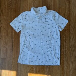 Abercrombie kids boys short sleeve polo, palm trees, white 11/12